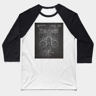 Rock Climbing Harness Patent - Rock Climber Art - Black Chalkboard Baseball T-Shirt